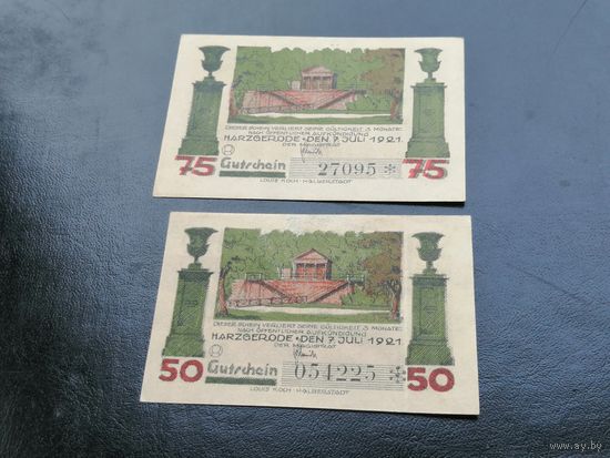 Германия нотгельд  50  75 pf  1921 Harzgerode