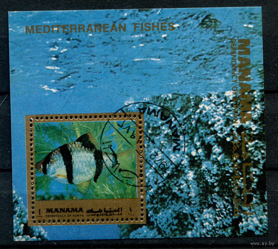 Манама - 1972г. - рыбки - 1 блок - полная серия, гашёный [Mi bl. 179]. Без МЦ!