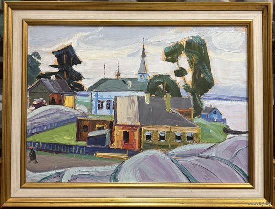 Рогалевич М.В "Белорусский пейзаж". Картон, масло. Размер с рамой 61х46,5 см.