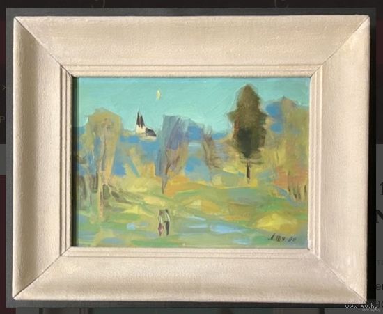 Щемелёв Л.Д "Вясна ў Раўбічах", 1990г. Размер в раме 38,5х47,5 см., без 25х35 см.