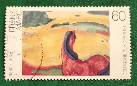 Германия 1992. Художник Франц Марк. Лошадь в пейзаже