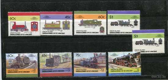 Сент -Винсент и Гренадины. Юнион. Паровозы. Для подборки