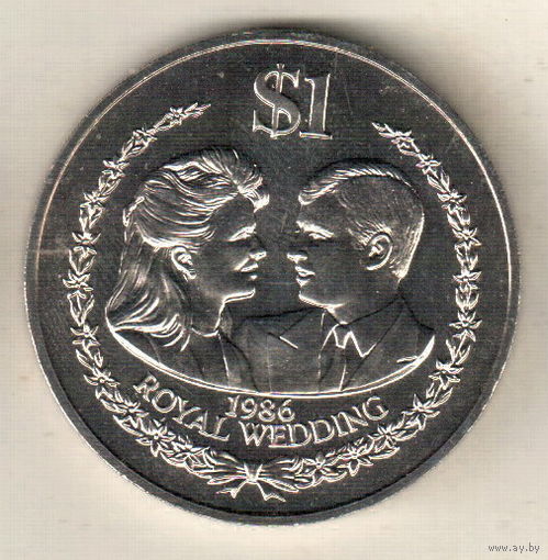 Острова Кука 1 доллар 1986 Свадьба Принца Эндрю и Сары Фергюсон