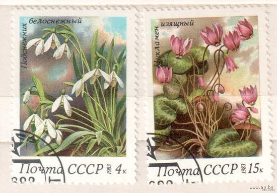 Растения. 2 марки, 1983г., гаш. СССР.