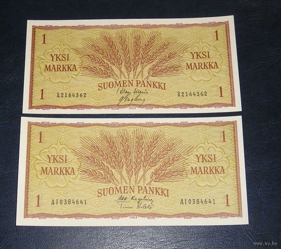 Финляндия, 1 Марка 1963 х 2 разные номера UNC