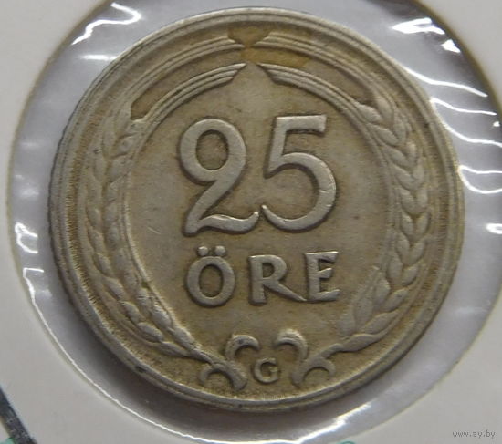 Швеция 25 эре 1941 г никелевая бронза " GV"на аверсе