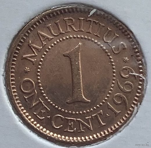 Маврикий 1 цент 1969 г. В холдере