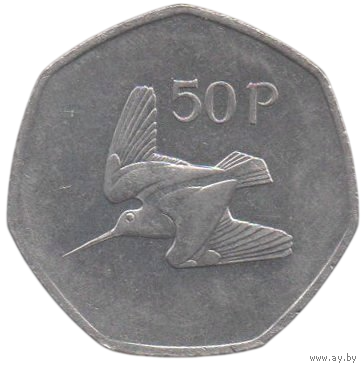 Республика Ирландия. 50 пенни ( пенсов ) 1998. Фауна. Вальдшнеп.