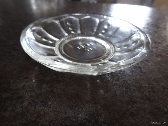 Розетка для варенья стекло, винтаж СССР, диаметр 9 см, высота 2 см, Борисовский стекольный з-д им. Дзержинского, 60-е г.г.г.