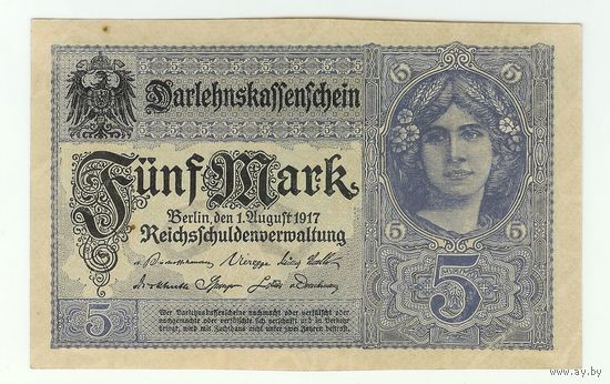 Германия, 5 марок 1917 год.