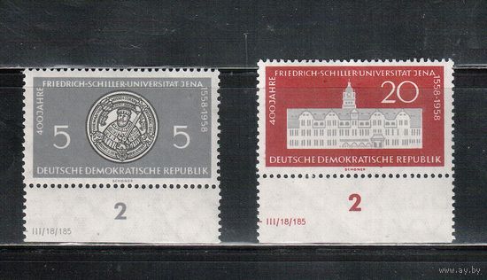 ГДР-1958,(Мих.647-648) **  , Университет Шиллера(полная серия),