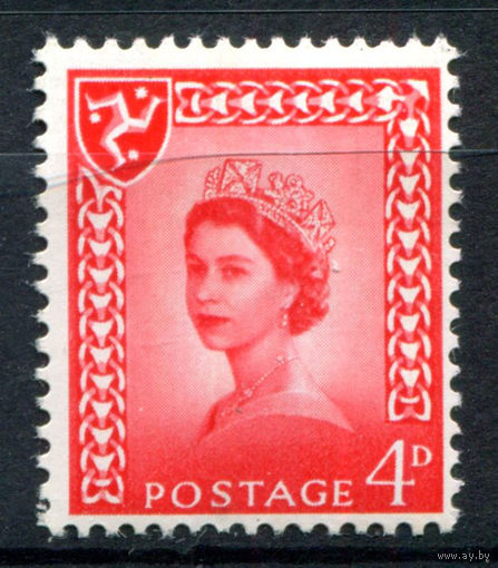 Великобритания, о-в Мэн - 1969г. - королева Елизавета II, стандартный выпуск - 1 марка - полная серия, MNH с небольшим повреждением клея [Mi 7]. #3-GB-Z-1-17