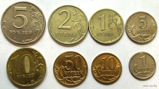 Россия, все ходовые монеты, одним лотом