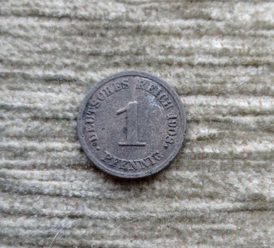 Werty71 Германия 1 пфенниг 1908 J