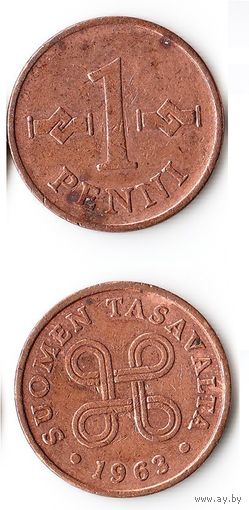 1 пенни Финляндия 1963 года