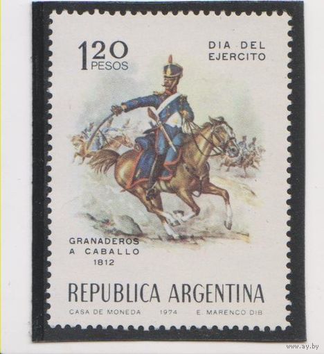АРГЕНТИНА ЧИСТАЯ ВСАДНИК. Форма  ВОЙНА 1812 ГОДА. 1974 ГОД **