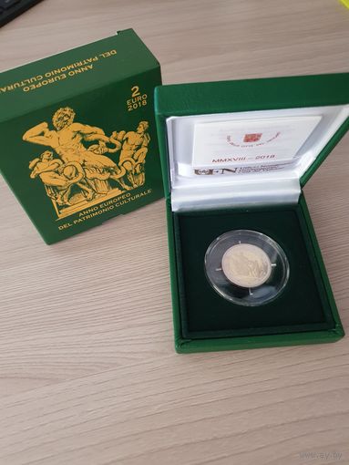 Ватикан 2 евро 2018 PROOF юбилейная Европейский год культурного наследия