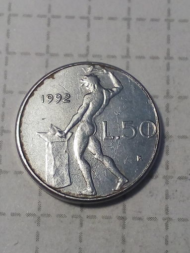50 лир Италия  1992 год