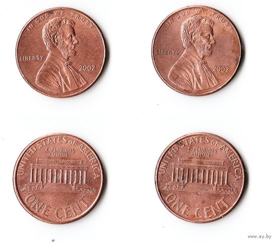 1 цент США 2002  года