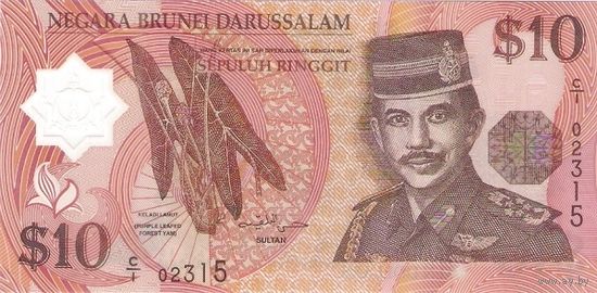 Бруней 10 ринггит образца 1996 года UNC p24a