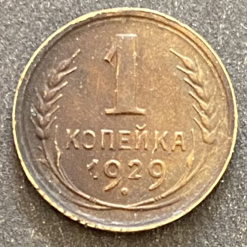 Монета 1 копейка 1929 год. СССР.