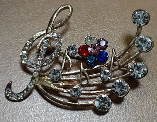 Брошь-булавка. Нота. Чехия. СССР