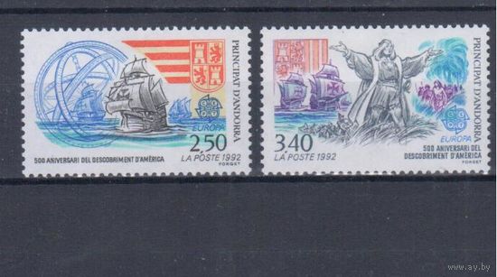 [1535] Андорра (французская) 1992. Открытие Америки.Колумб.Европа.EUROPA. СЕРИЯ MNH