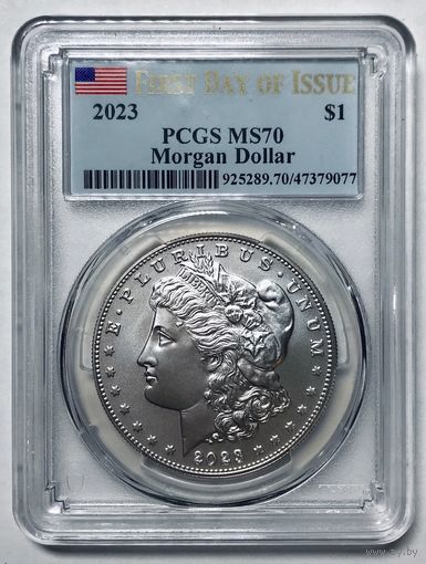 1 доллар 2023 США Морган ms 70 PCGS первый день выпуска