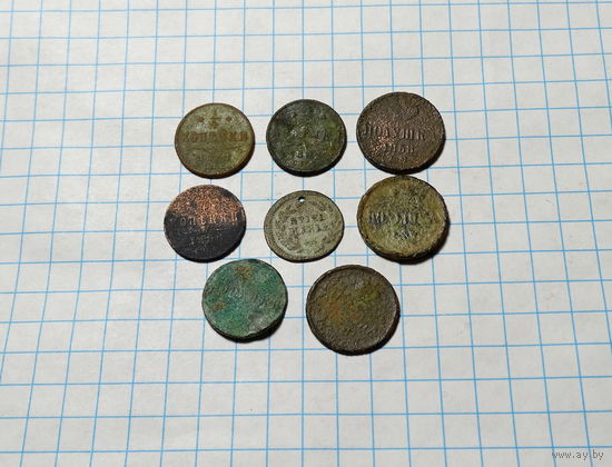 1/4 копейки, полушки уставшие и др. -8 шт