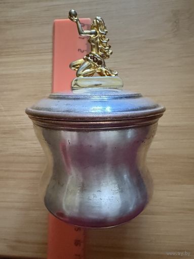Банка старинная с девушкой посеребренная, до 1917 года