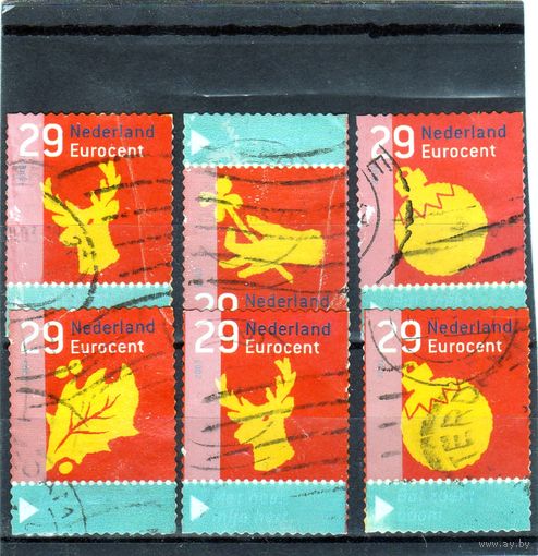 Нидерланды.Ми-2164,2165,2166,2174. Рождество.Серия: Декабрьские марки.2003.
