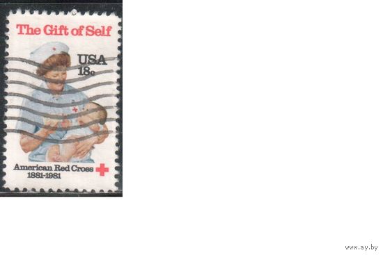 США-1981, (Мих.1467) , гаш. , Красный Крест, Медицина, (одиночка)