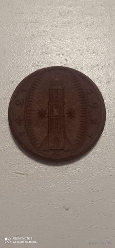1921 г Германия 25 pf Amberg porcelain