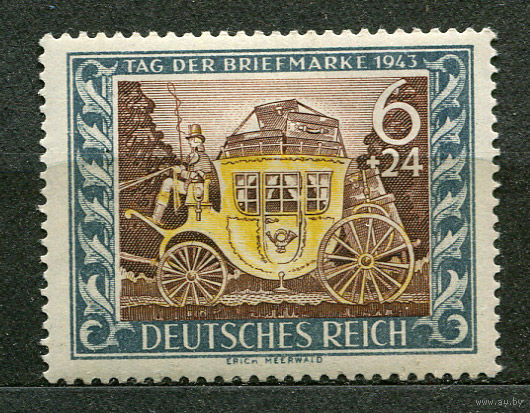 День почтовой марки. Карета. Германия. Третий Рейх. 1943. Полная серия 1 марка. Чистая
