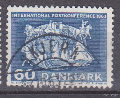 Флот корабли Парусники лошади всадники повозки фауна Дания 1963 год Лот 55 штамп город Скьерн