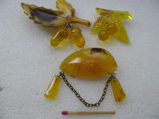 Брошки "янтарные" (2 шт.) цена за 1 шт.