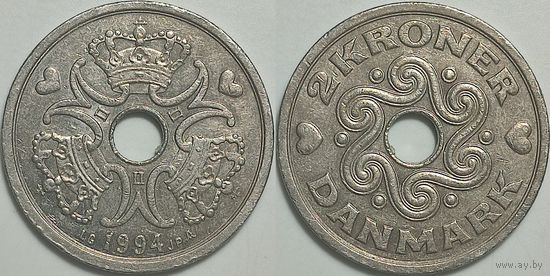 Дания 2 кроны ,1994г. 01.012