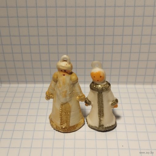 Елочные игрушки Малютка 3 Дед Мороз и Снегурочка СССР, цена за две игрушки