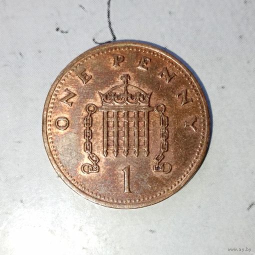 1 пенни 1989 года Великобритания. Королева Елизавета 2. Родная патина!