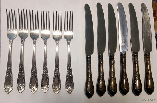 Вилки и Ножи набор Мельхиор СССР 12 штук