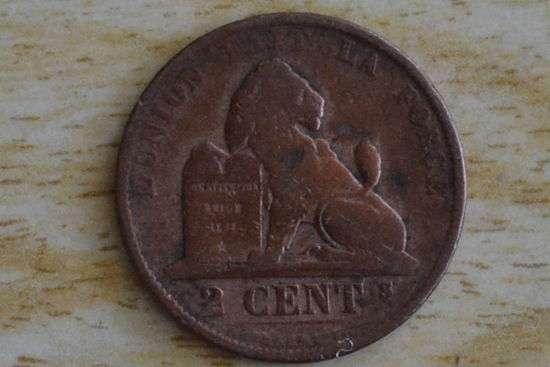 Бельгия 2 сантима 1873 с 1 руб