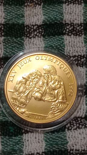 Конго 100 франков 1991 бокс Олимпийские игры 92 редкая