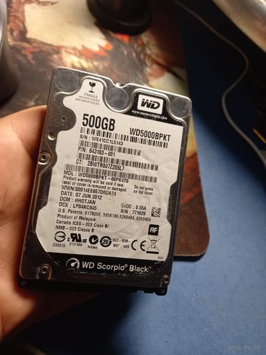 Жёсткий диск  WD 500 гб для ноутбука