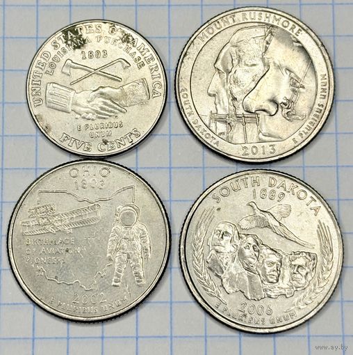 С 1 РУБЛЯ! 4 ПАМЯТНЫЕ МОНЕТЫ США КВОТЕР