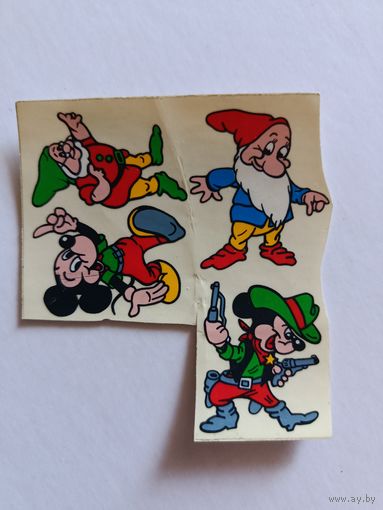 Детские наклейки из мультфильмов. Польша. 1980-е года