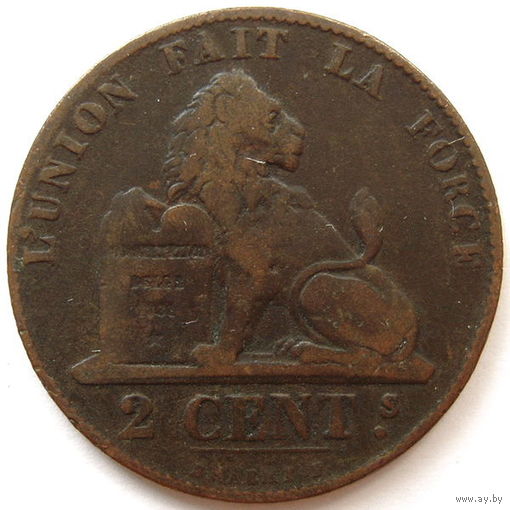 Бельгия 2 сантима 1859 года DES BELGES