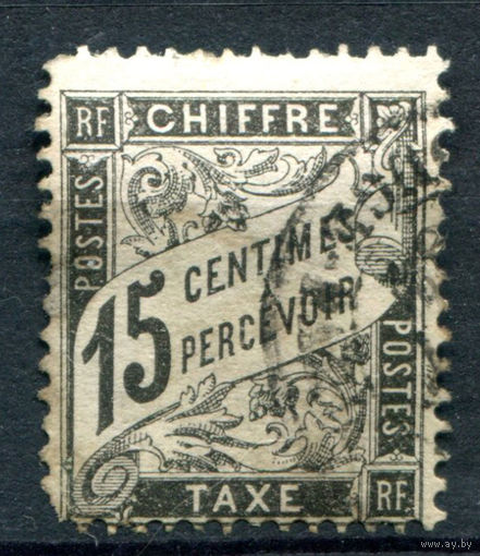 Франция - 1881/84г. - portomarken, доплатные марки, 15 с - 1 марка - гашёная, есть тонкое место [Mi 16]. #2-Fr-25-A-2