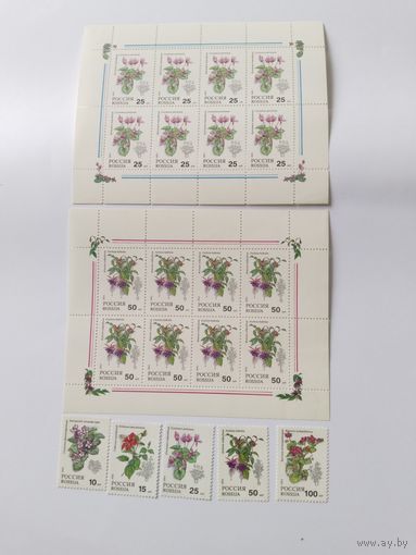 Россия   1993 5 м+2 м/листа  цветы