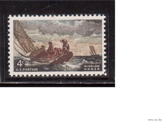 США-1962, (Мих.837),  *   ,  Лодка, Живопись  (одиночка)