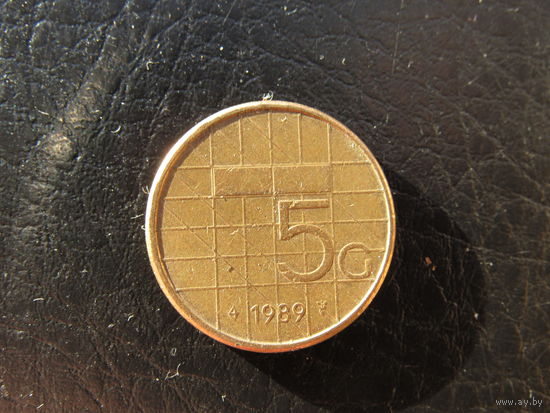 Нидерланды 5 гульденов, 1989. С 20 копеек. Распродажа коллекции. Смотрите другие лоты.